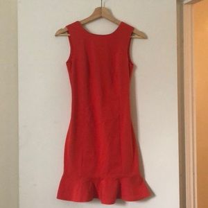 Zara Orange Fitted Dress with Ruffled Hem - XS